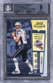 2000 Playoff Contenders #144 Tom Brady Championship Rookie Card - Missing Signature/Serial Number - BGS MINT 9